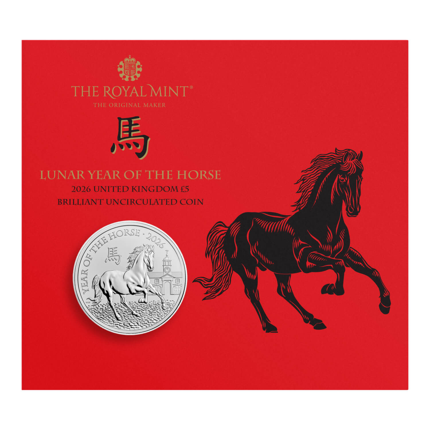 Lunar Year of the Horse 2026 UK £5 Brilliant Uncirculated Coin Lunar Year of the Horse 2026 UK £5 Brilliant Uncirculated Coin