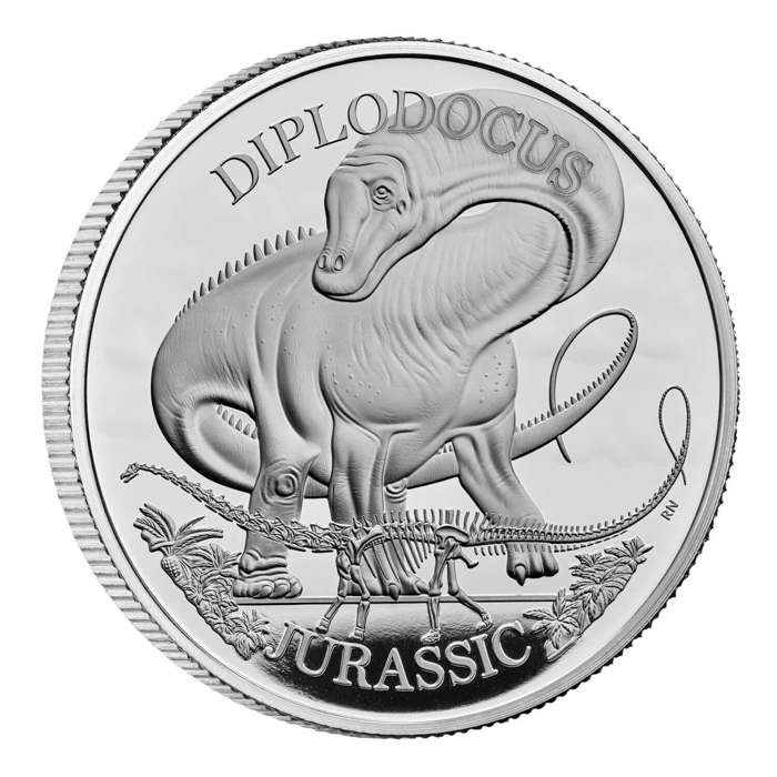 Diplodocus 2024 UK 1oz Silver Proof Coin