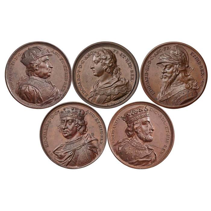 Edward I, Edward II, Edward III, Edward IV and Edward V Dassier Bronze Medals