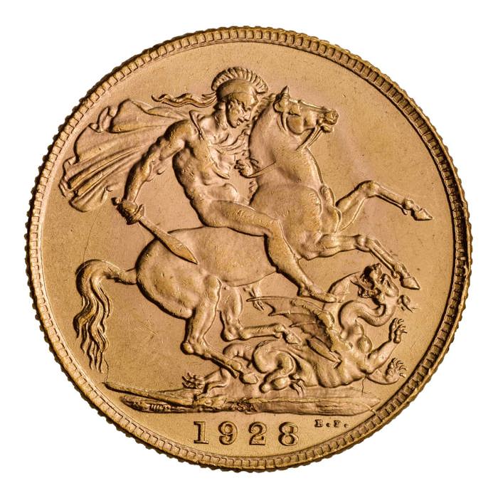 1928 George V Sovereign, South Africa Mint Mark