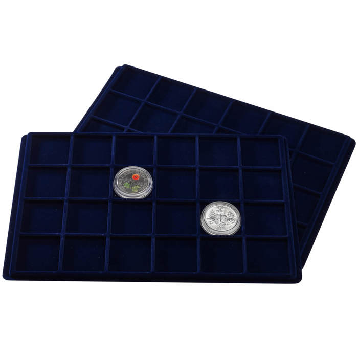 Cargo Coin Case - Tray, 47mm x 47mm, 24 Spaces (Pack of 2) - Blue