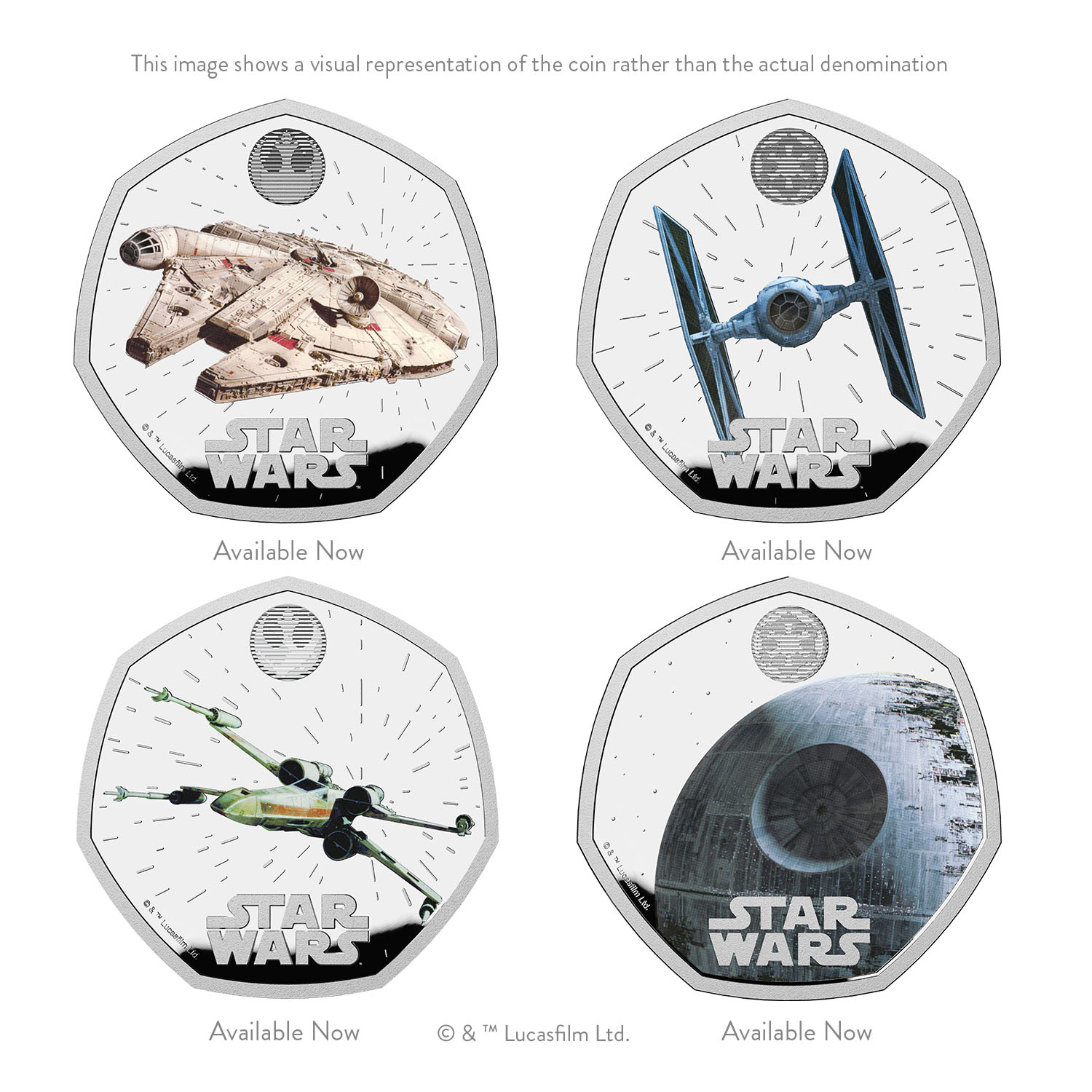 Star Wars 2024 UK 50p Silver Proof Colour Four-Coin Collection