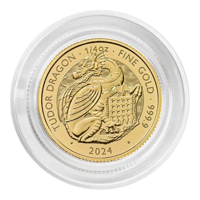 The Royal Tudor Beasts 2024 Tudor Dragon Gold 1/4oz Bullion Coin