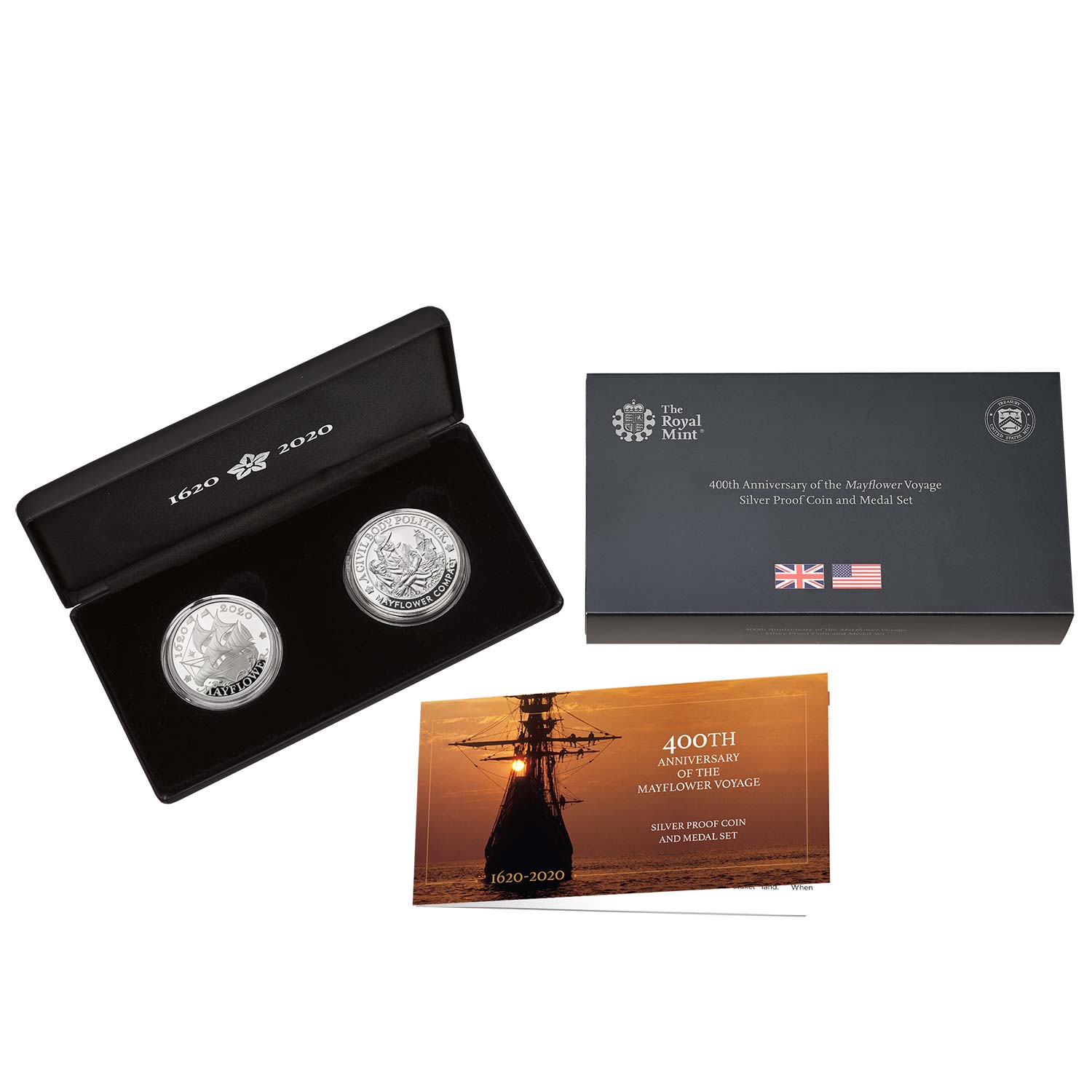 400th Anniversary Mayflower Silver Proof Coin Medal Set | Royal Mint