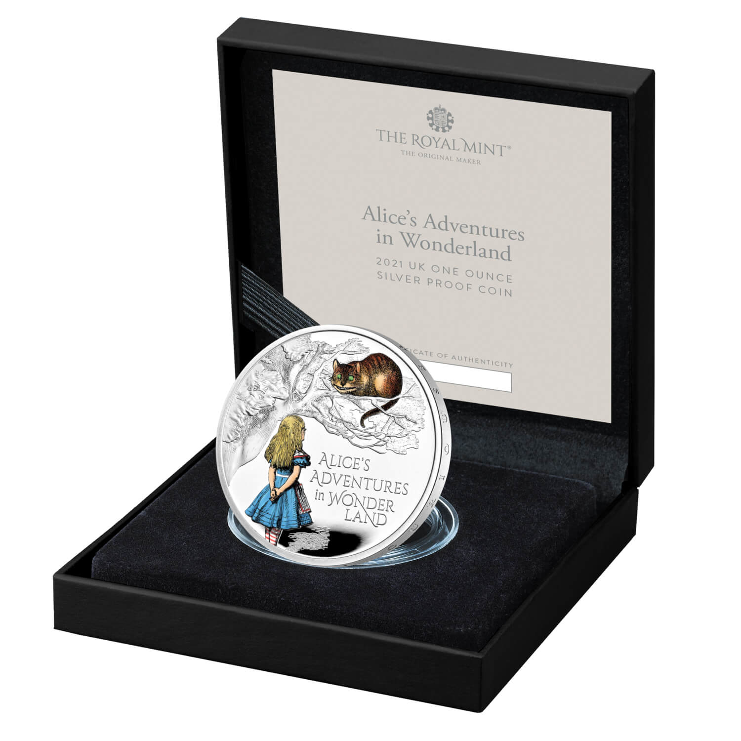 Alice's Adventures in Wonderland 2021 UK One Ounce Silver Proof Colour Coin