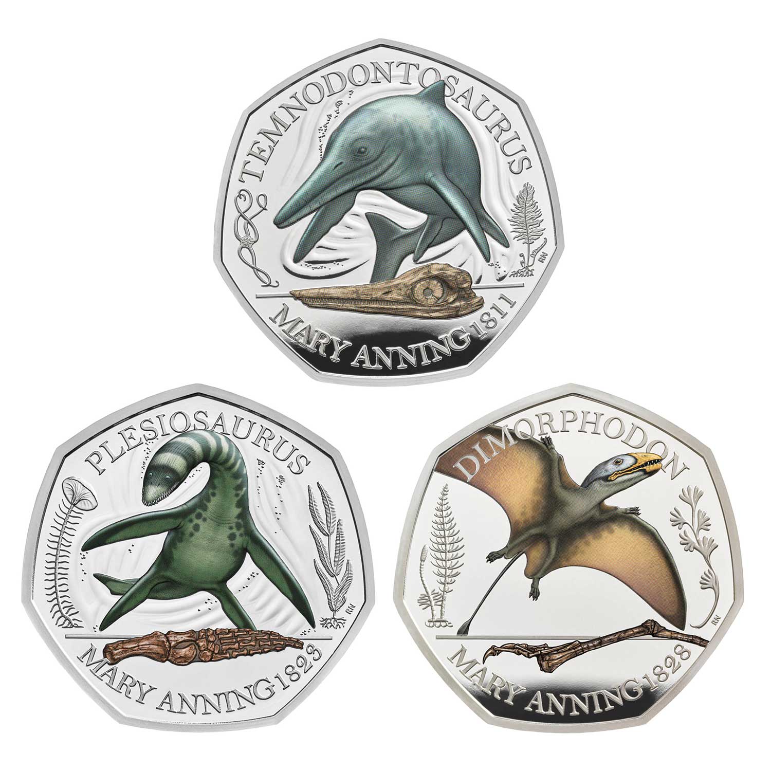 The Mary Anning Collection 2021 UK Silver Proof Colour Three-Coin Series