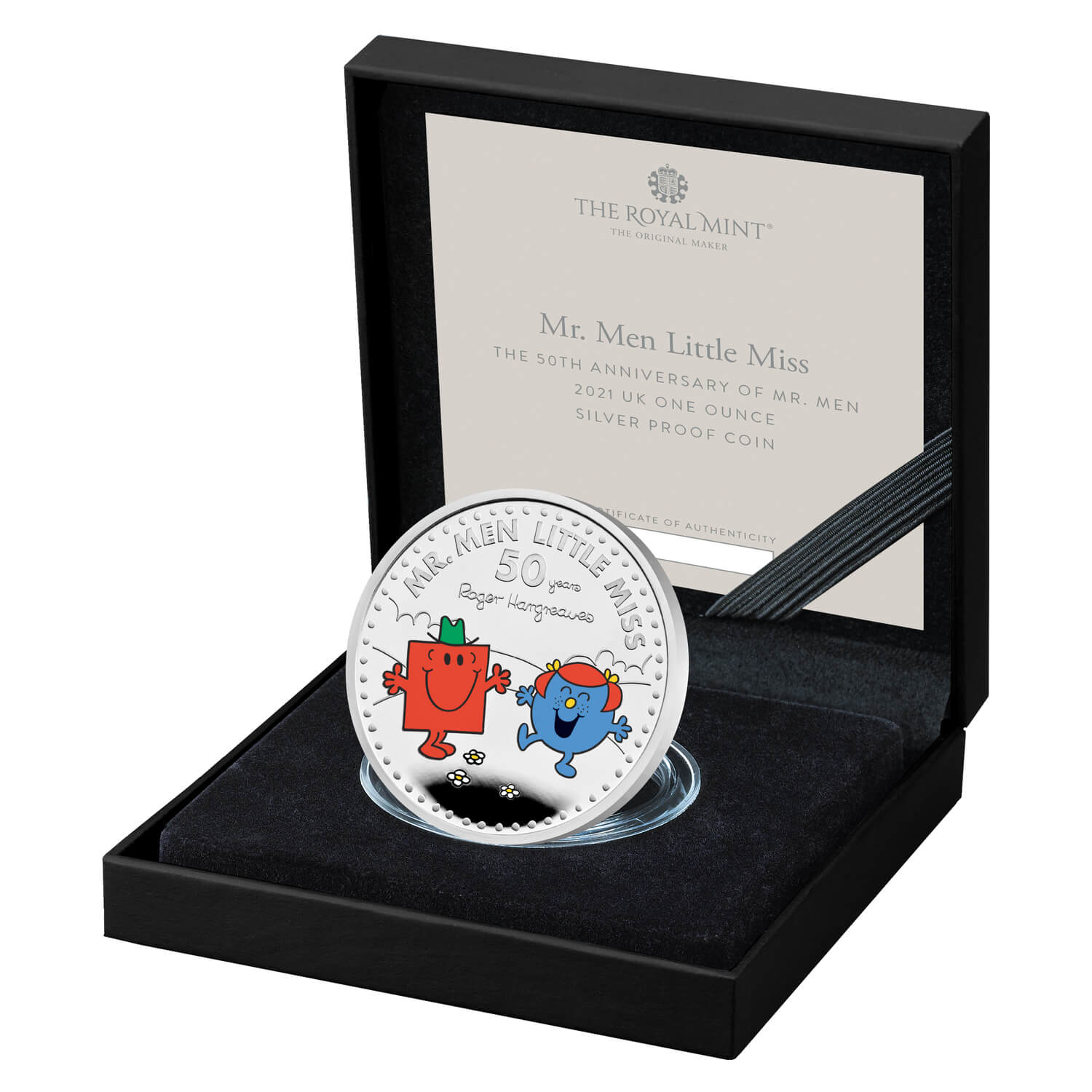 Mr. Strong and Little Miss Giggles â€“ The 50th Anniversary of Mr. Men Little Miss 2021 UK One Ounce Silver Proof Coin