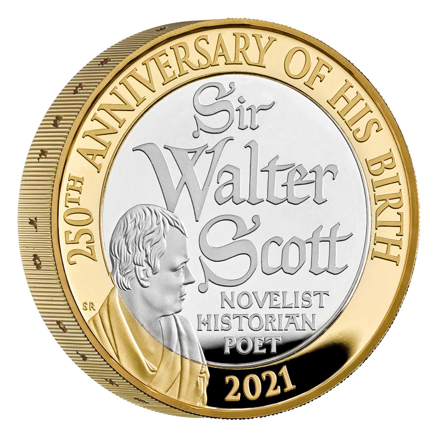 The 250th Anniversary of the Birth of Sir Walter Scott 2021 UK £2 Silver Proof Piedfort Coin