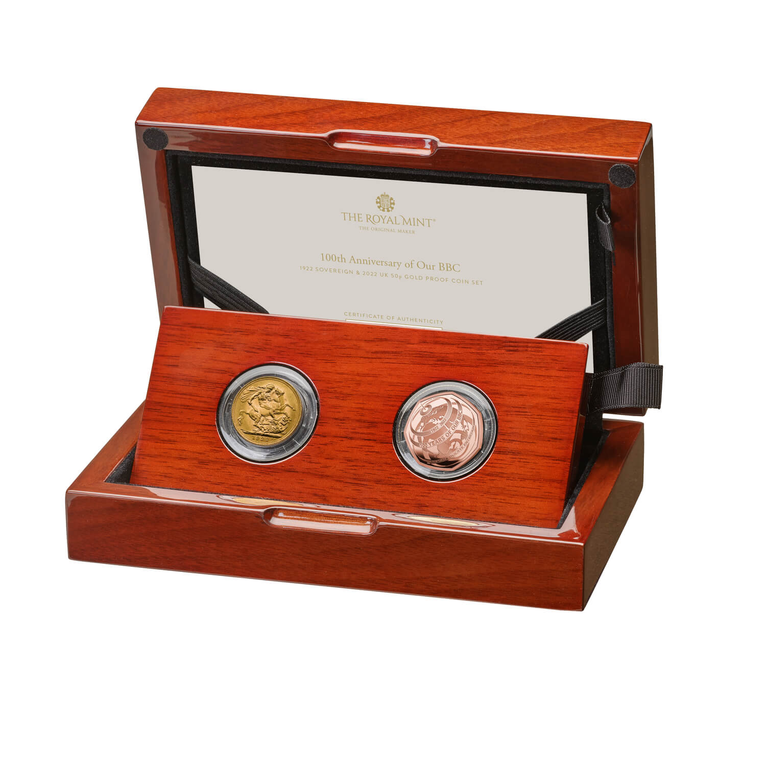 BBC 100th Anniversary 1922 Sovereign & 2022 50p Gold Proof Coin Set