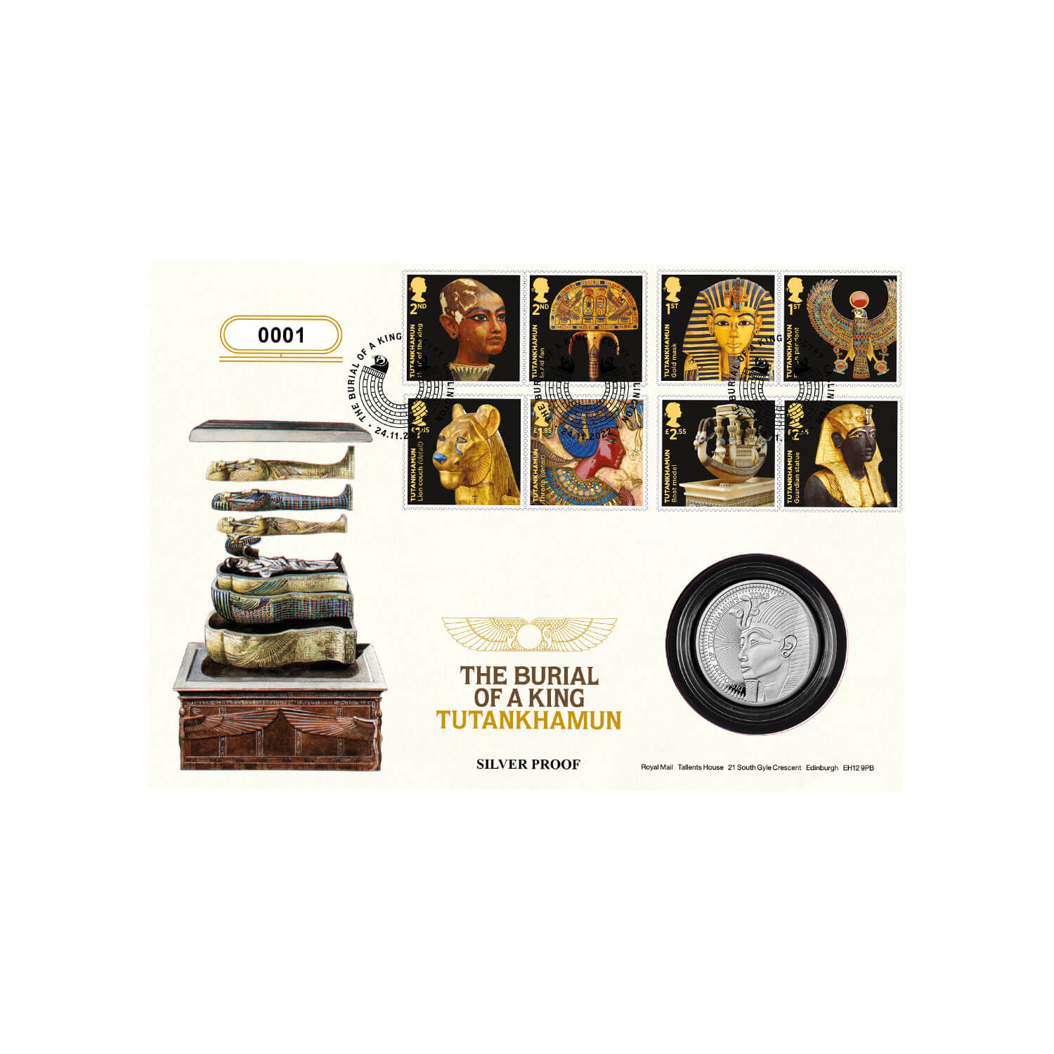 The 100th Anniversary of the Discovery of Tutankhamun's Tomb 2022 UK £5 Silver Proof Coin Cover