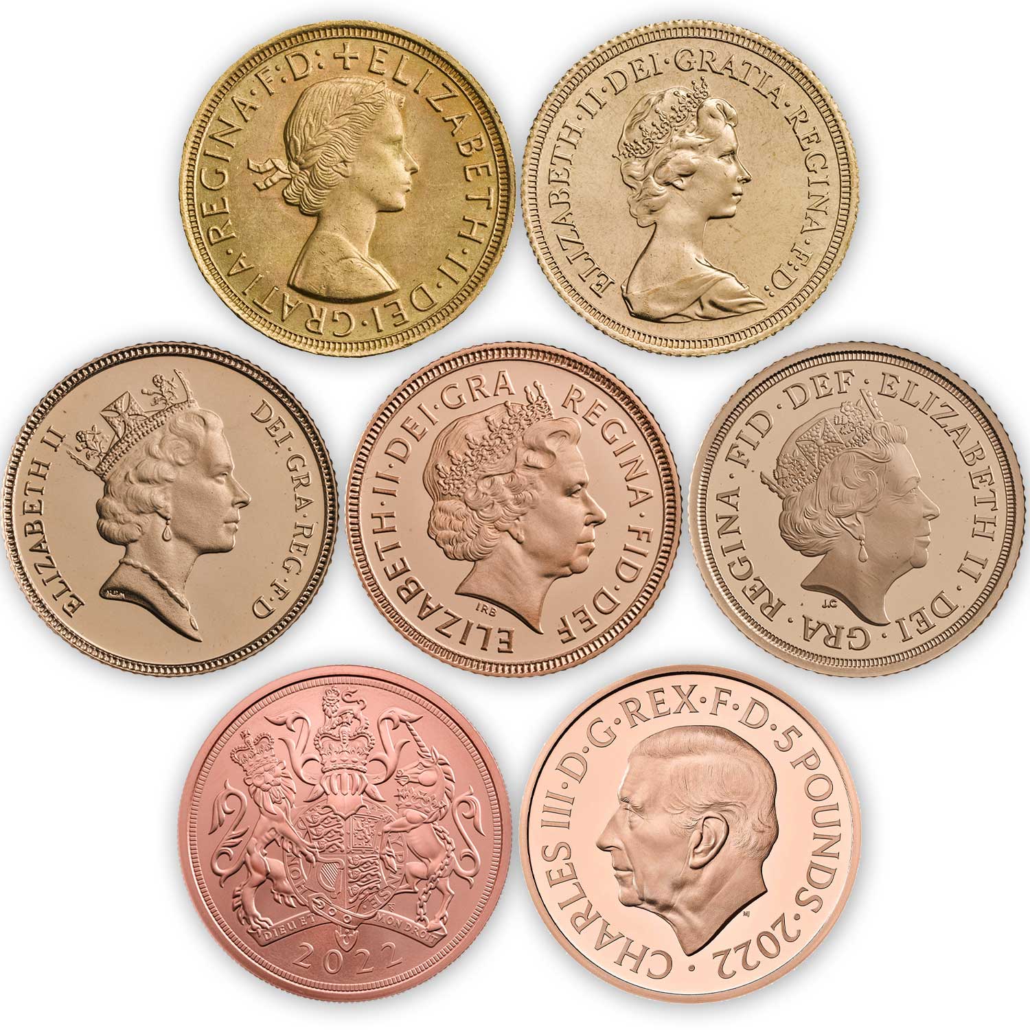 The Queen Elizabeth II Memorial 7 coin Premium Gold Set