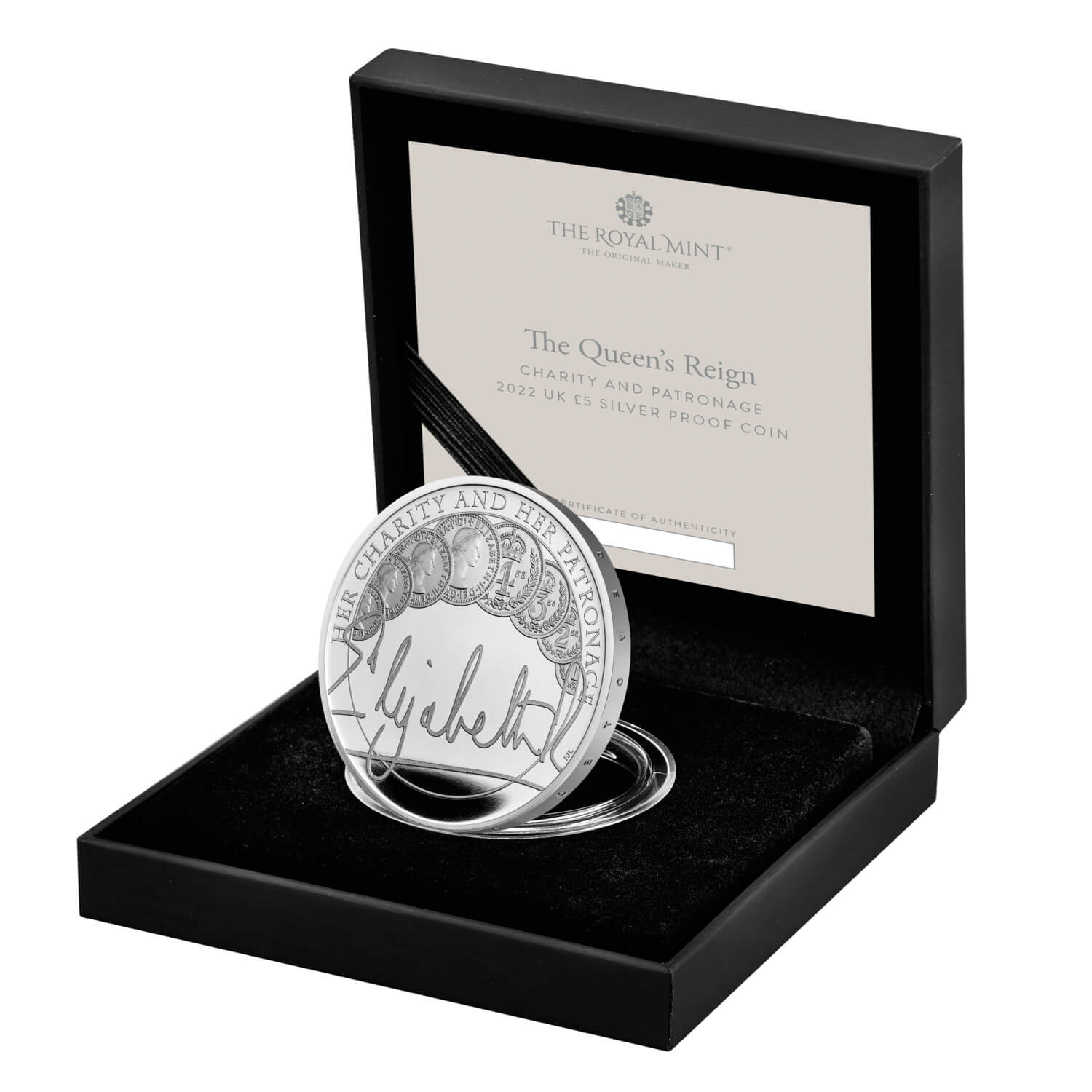 The Queen's Reign Charity and Patronage 2022 UK £5 Silver Proof Coin