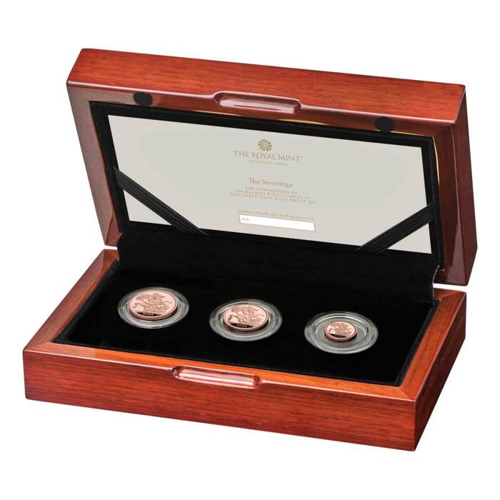 The Coronation of His Majesty King Charles III Sovereign 2023 Three-Coin Gold Proof Set