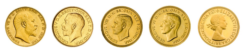 A series of sovereign obverses