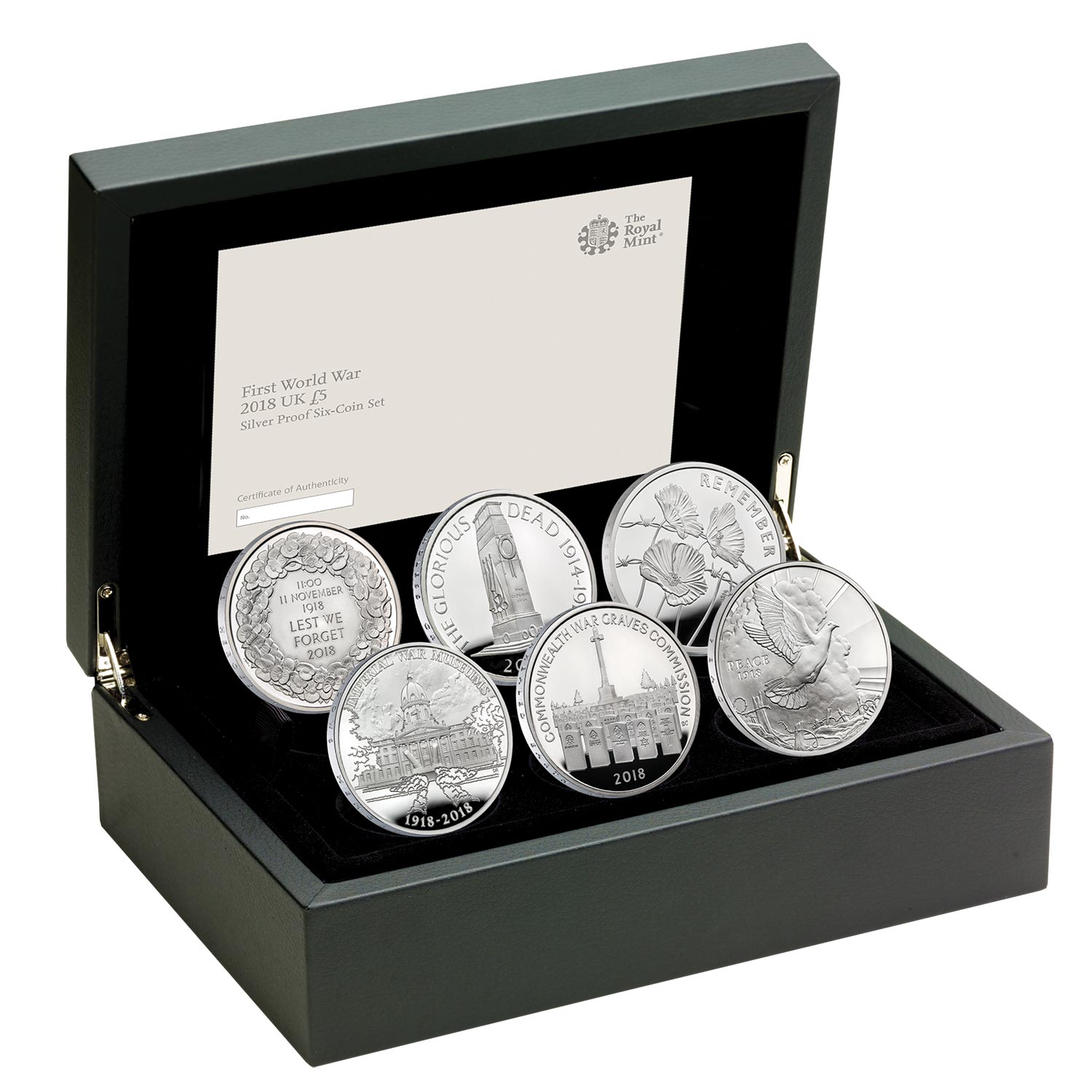 First World War Armistice 2018 UK £5 Silver Proof 6-Coin Set