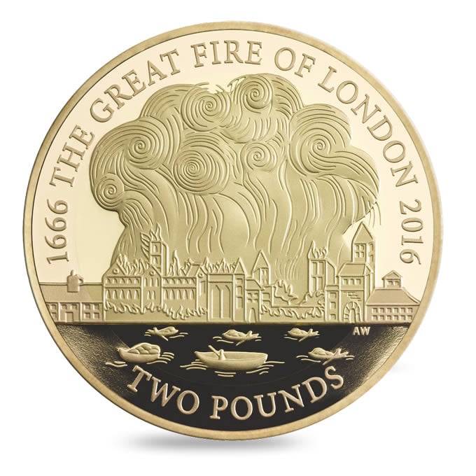 The Great Fire of London 2016 UK 2 Gold Proof Coin The Royal Mint